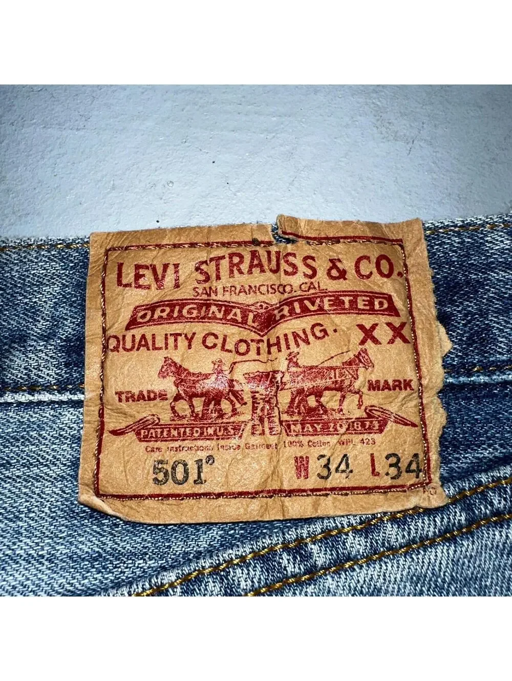 Levis 501 Vintage Y2K XX Straight Leg Jeans Blue Light Wash 34x34 Act 33x32